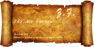 Zádor Ferenc névjegykártya
